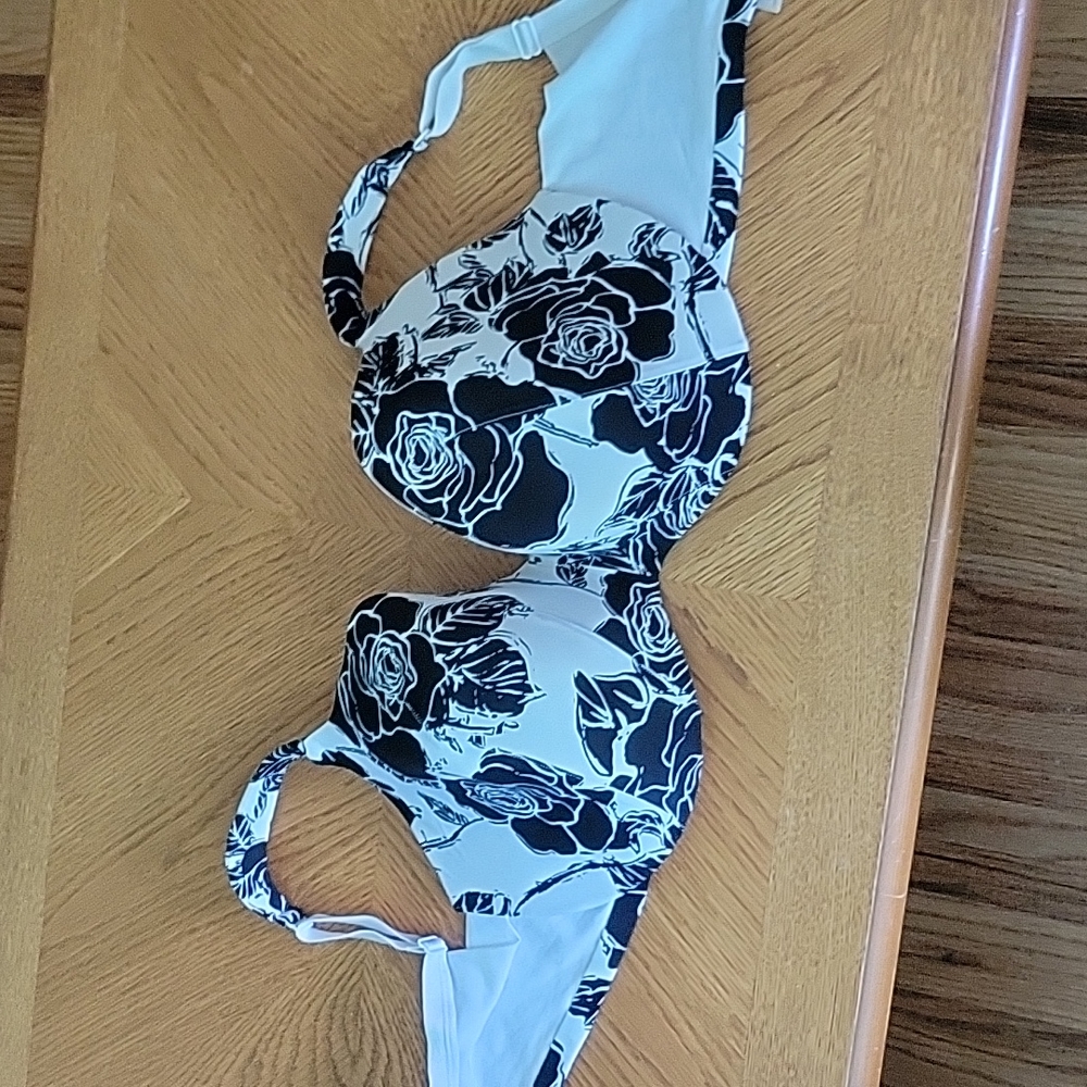 Bra white black roses cacique 38G